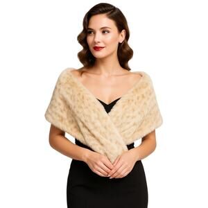 Talulah New York Faux Fur Shawl Collar Wrap Vintage Glam Look
